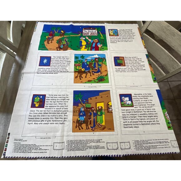 V.I.P. Cut & Sew Fabric Panel The Beginners Bible Baby Jesus Soft Sculpture Book - Picture 3 of 3